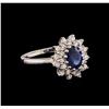Image 1 : 1.00ct Sapphire and Diamond Ring - 14KT White Gold