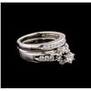 Image 1 : 0.93ctw Diamond Wedding Ring and Band - 14KT White Gold