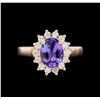 Image 2 : 1.55ct Tanzanite and Diamond Ring - 14KT Rose Gold