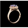 Image 3 : 1.55ct Tanzanite and Diamond Ring - 14KT Rose Gold