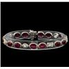 Image 1 : 13.02ctw Ruby and Diamond Bracelet - 18KT White Gold