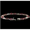 Image 3 : 13.02ctw Ruby and Diamond Bracelet - 18KT White Gold