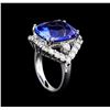 Image 4 : 12.30ct Tanzanite and Diamond Ring - 14KT White Gold