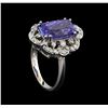 Image 4 : 4.92ct Tanzanite and Diamond Ring - 14KT White Gold