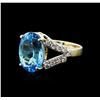 Image 1 : 14KT Yellow Gold 5.00ct Blue Topaz and Diamond Ring