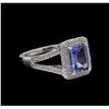 Image 1 : 1.49ct Tanzanite and Diamond Ring - 14KT White Gold