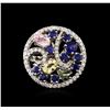 Image 2 : 14KT White Gold 3.18ctw Sapphire and Diamond Ring