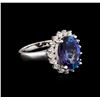 Image 1 : 4.05ct Tanzanite and Diamond Ring - 14KT White Gold
