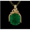 Image 1 : 14KT Yellow Gold GIA Certified 50.88ct Emerald and Diamond Pendant With Chain
