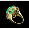 Image 3 : GIA Cert 9.16ct Emerald and Diamond Ring - 14KT Yellow Gold