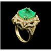 Image 4 : GIA Cert 9.16ct Emerald and Diamond Ring - 14KT Yellow Gold
