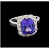 Image 1 : 4.71ct Tanzanite and Diamond Ring - 14KT White Gold
