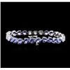Image 2 : 14KT White Gold 9.20ctw Tanzanite and Diamond Bracelet