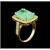 Image 4 : GIA Cert 10.98ct Emerald and Diamond Ring - 14KT Yellow Gold