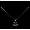 Image 2 : 8.38ct Tanzanite and Diamond Pendant With Chain - 14KT White Gold
