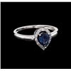 Image 1 : 0.69ct Blue Sapphire and Diamond Ring - 14KT White Gold
