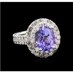 4.55ct Tanzanite and Diamond Ring - 14KT White Gold