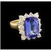Image 1 : 5.34ct Tanzanite and Diamond Ring - 14KT Yellow Gold