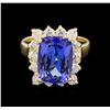 Image 2 : 5.34ct Tanzanite and Diamond Ring - 14KT Yellow Gold