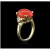 Image 3 : 14KT Yellow Gold 6.25ct Coral and Diamond Ring