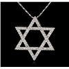Image 1 : 14KT White Gold 0.79ctw Diamond Star David Pendant With Chain