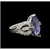 Image 1 : 4.00ct Tanzanite and Diamond Ring - 14KT White Gold