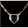 Image 2 : 17.75ct Amethyst and Diamond Necklace - 14KT Yellow Gold