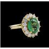 Image 1 : 14KT Yellow Gold 2.69ct Emerald and Diamond Ring