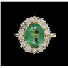 Image 2 : 14KT Yellow Gold 2.69ct Emerald and Diamond Ring