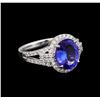 Image 1 : 3.38ct Tanzanite and Diamond Ring - Platinum
