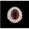 Image 2 : 7.97ct Ruby and Diamond Ring - 14KT Yellow Gold