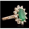 Image 1 : 14KT Rose Gold 2.66ct Emerald and Diamond Ring