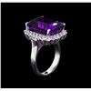 Image 4 : 13.08ct Amethyst and Diamond Ring - 14KT White Gold
