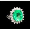 Image 1 : GIA Cert 11.60ct Emerald and Diamond Ring - 14KT White Gold