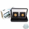 Image 1 : Pair of 1913 Great Britain Half and Full Sovereign Gold Coin in a black leatherette display. The hal