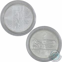 2003 Republic of Italy 5 Euro " Work in Europe" Silver coin. This coin weighs 18 grams and contains 