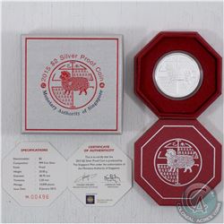 Singapore Mint: 2015 Singapore $2 .9999 Fine Silver Proof Year of the Sheep Coin. The weight of this