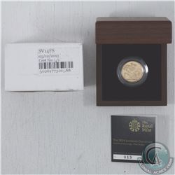 Royal Mint Issue: 2014 Limited Edition Great Britain Gold Proof Sovereign encapsulated with Display 