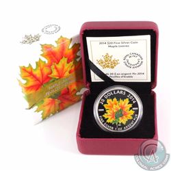 2014 Canada $20 Fine Silver Coin Glow-in-the-Dark Maple Leaves issued by the Mint (TAX Exempt)