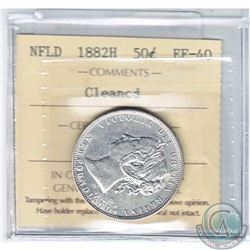 1882H NFLD Fifty Cents ICCS EF-40 (cleaned and holder is impaired)