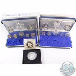Lot of 4: 2x 1973 Barbados First National Coinage Proof Set (Franklin Mint) - includes .925 $10 Nept