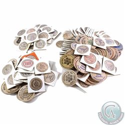 World Lot of 153 Wooden Tokens: Japan, Antarctica, Marshall Islands, Nippon, Taiwan, Saigon, Guam, T