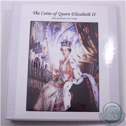 Estate lot of 50x Queen Elizabeth II Canadian  1c, 5c,10c,25c, 50c and Silver $1 coins in white disp