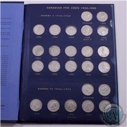 Estate lot of Canadian Nickel Dated from 1922-1966 in Blue Whitman Folder. This lot includes the fol