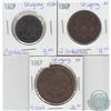 Image 1 : Lot of 3x 1869 Uruguay Coins. You will receive a: centesimo, 2 centesimos and a 4 cent. Coins come p