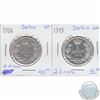 Image 1 : Lot of 2x 1904 Serbian 2 dinara and 1915 Serbian 2 dinara. Both coins come protected in a 2x2 cardbo