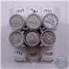 Image 1 : Estate Lot of 6x 1949-1958 Canadian 5-cent Rolls. Each roll contains 40 pieces. The dates you will r