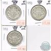 Image 1 : Estate Lot of 3x 1953 Canadian 50-cent Coins. The varieties you will receive are: Small Date NSS, La
