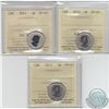 Image 1 : 2013,2014 and 2015 Canada 5-cent All ICCS Certified SP-67 (3 pcs)