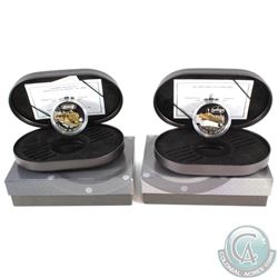 Estate Lot of 2x 2003 $20 Gold-Plated Sterling Silver Coins from the Transportation Series. The coin